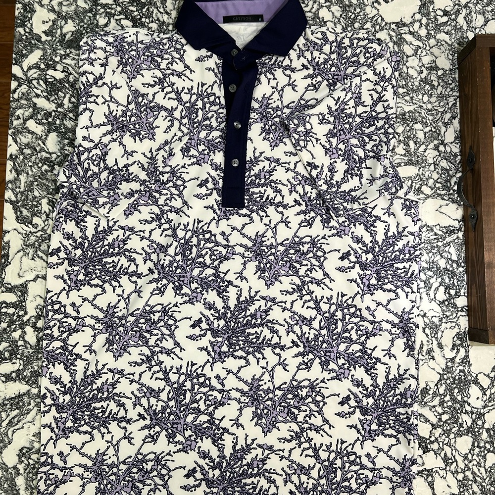 Greyson Golf Performance Fabric Dragonfly Garden Golf Polo- Size Medium